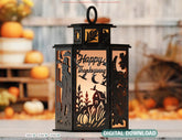 Thanksgiving Lantern Tealight Holder SVG – Autumn Leaves, Pumpkins & Turkey Candle Box Digital Download |#253|